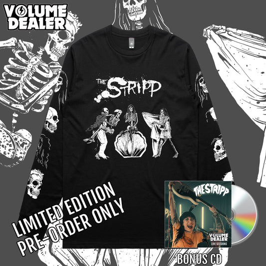 THE STRIPP BLACK LONGSLEEVE TEE WITH WHITE PRINT- LIMITED EDITION PRE-ORDER ONLY