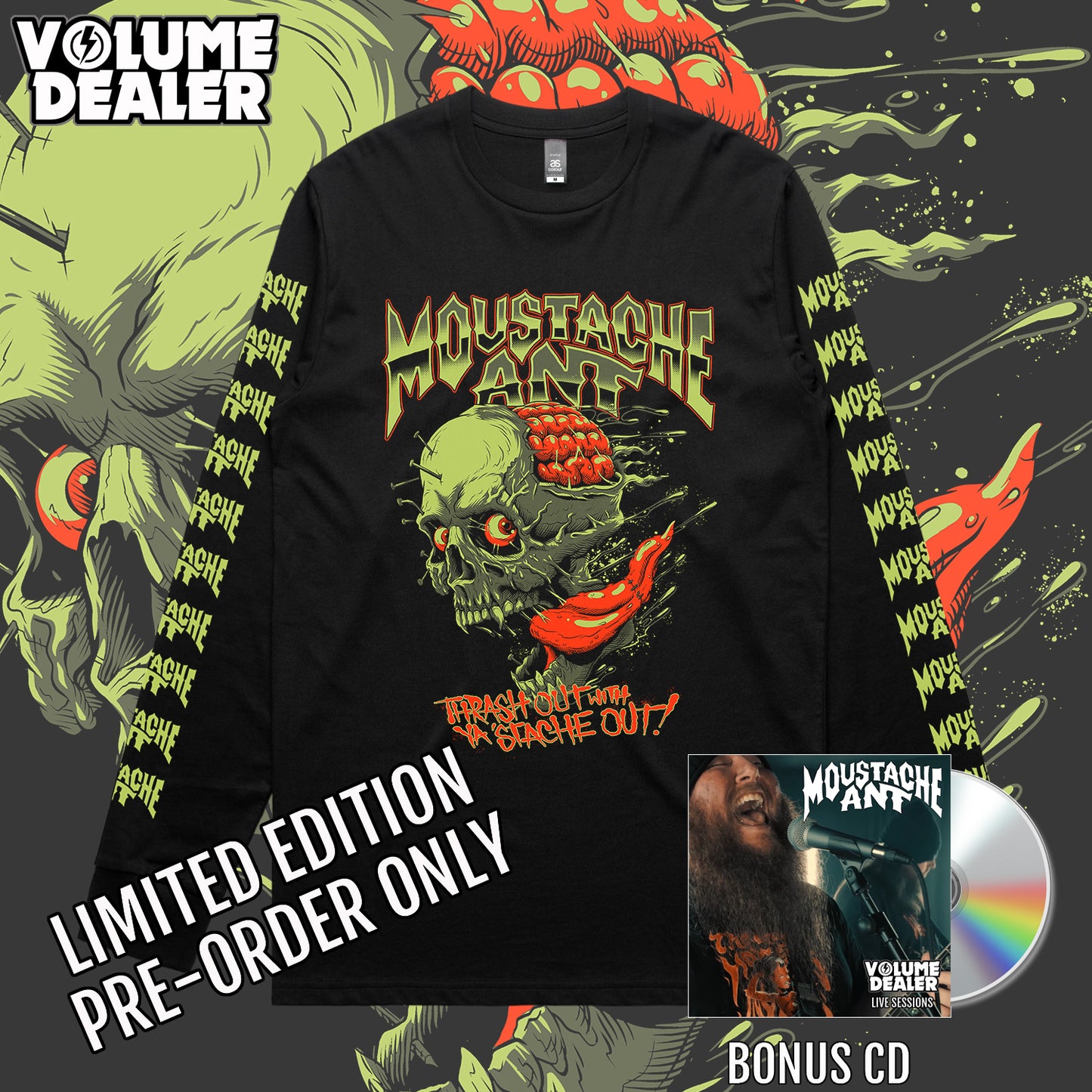 MOUSTACHE ANT BLACK LONGSLEEVE TEE - LIMITED EDITION PRE-ORDER ONLY