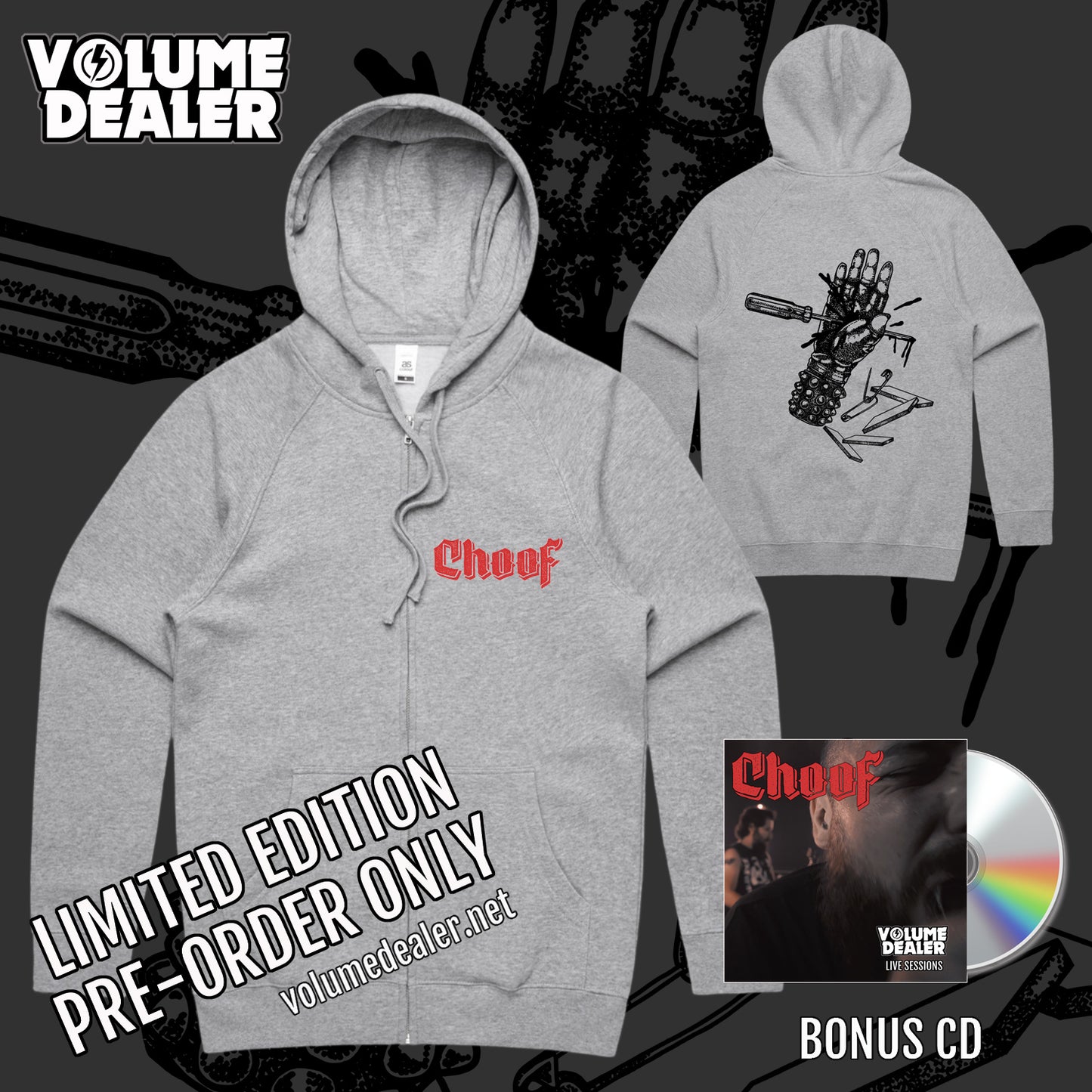 CHOOF GREY ZIP HOODIE - LIMITED EDITION PRE-ORDER ONLY