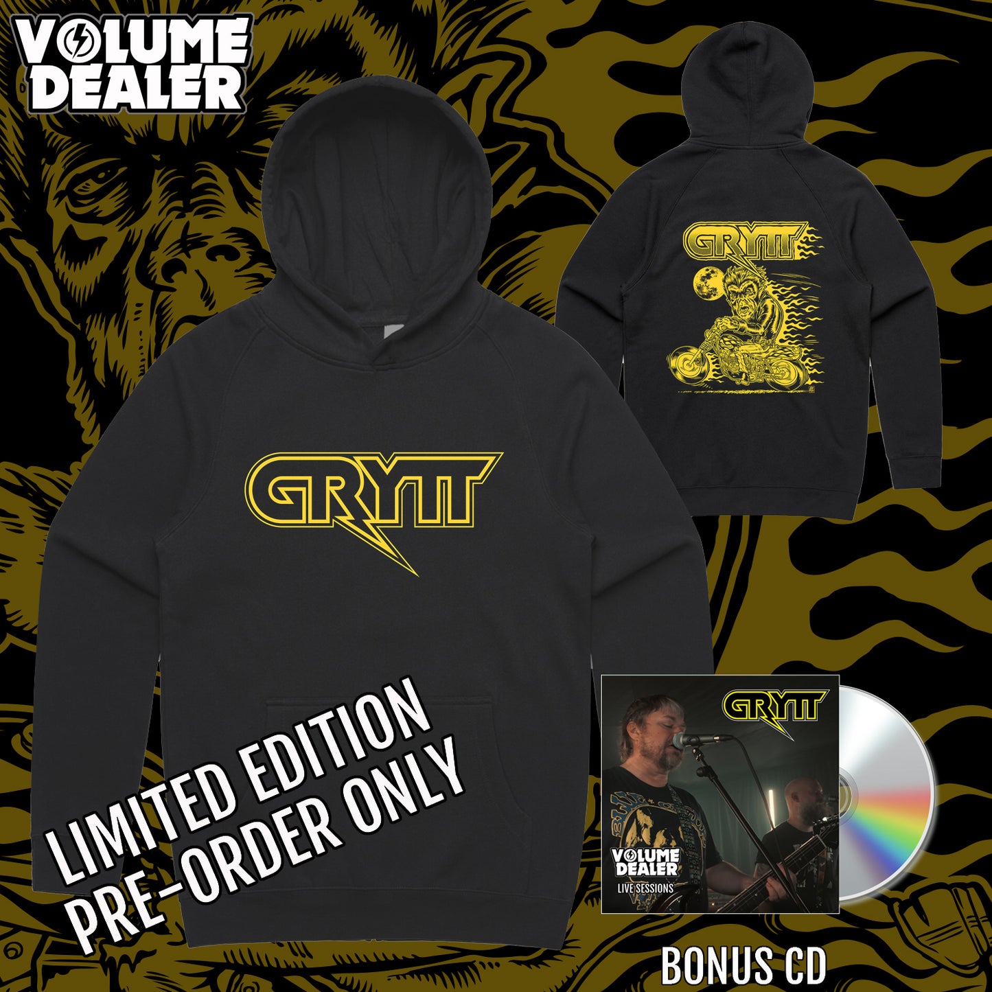 GRYTT BLACK PULLOVER HOODIE - LIMITED EDITION PRE-ORDER ONLY