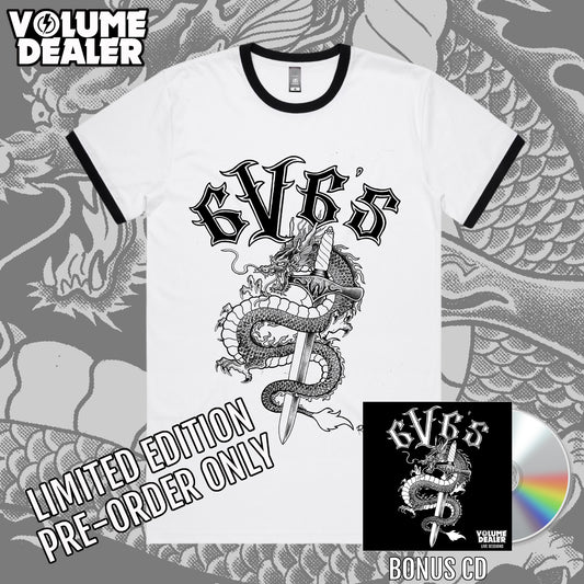 THE 6V6'S WHITE/BLACK RINGER TEE - LIMITED EDITION PRE-ORDER ONLY