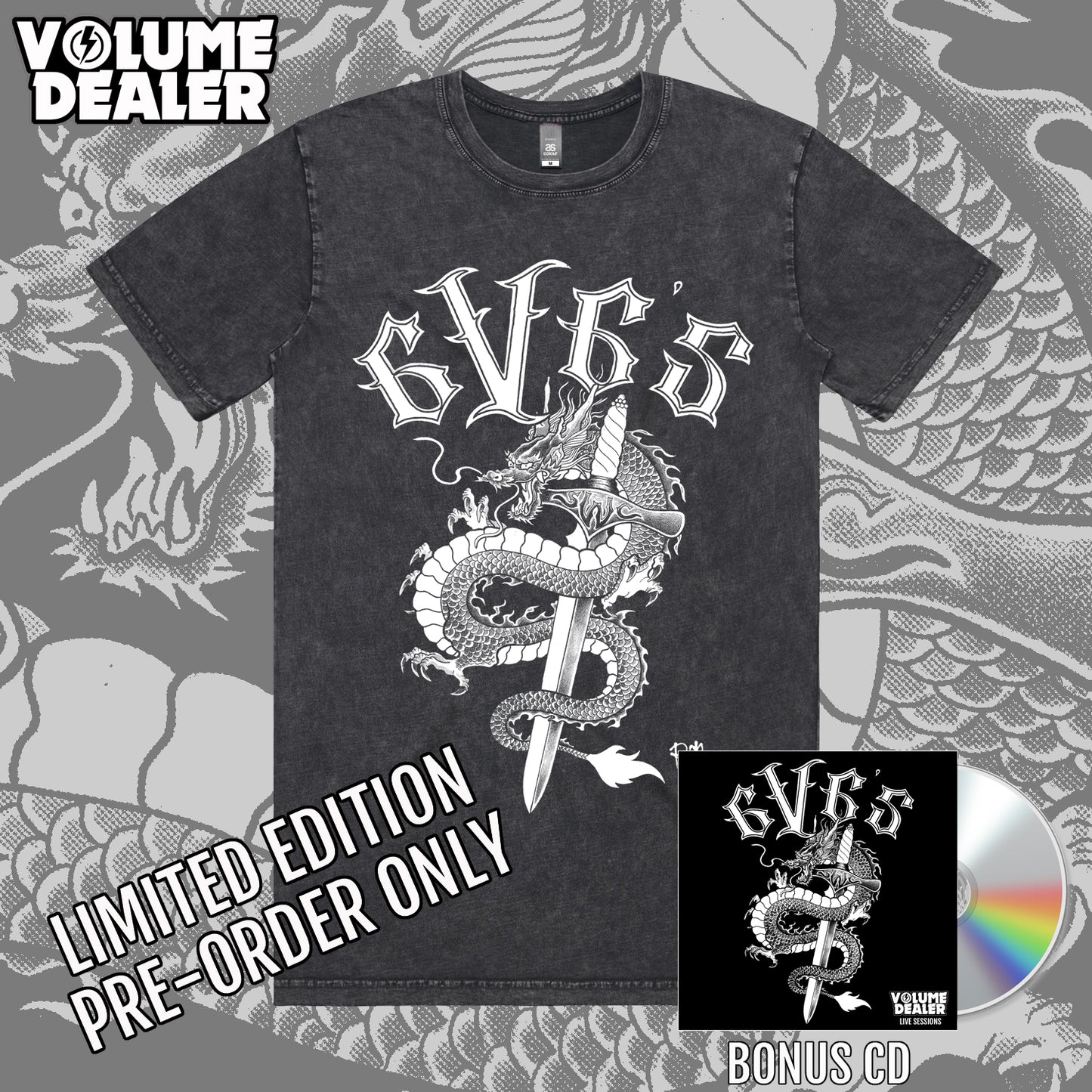 THE 6V6'S STONEWASH SHORT SLEEVED T-SHIRT - LIMITED EDITION PRE-ORDER ONLY